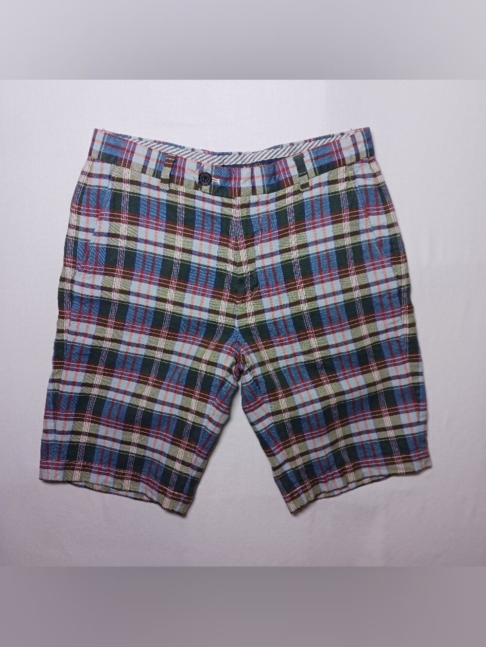 Brooks Brothers Baird McNutt Mens Irish Linen Bermuda Short Size 32 Tartan Plaid